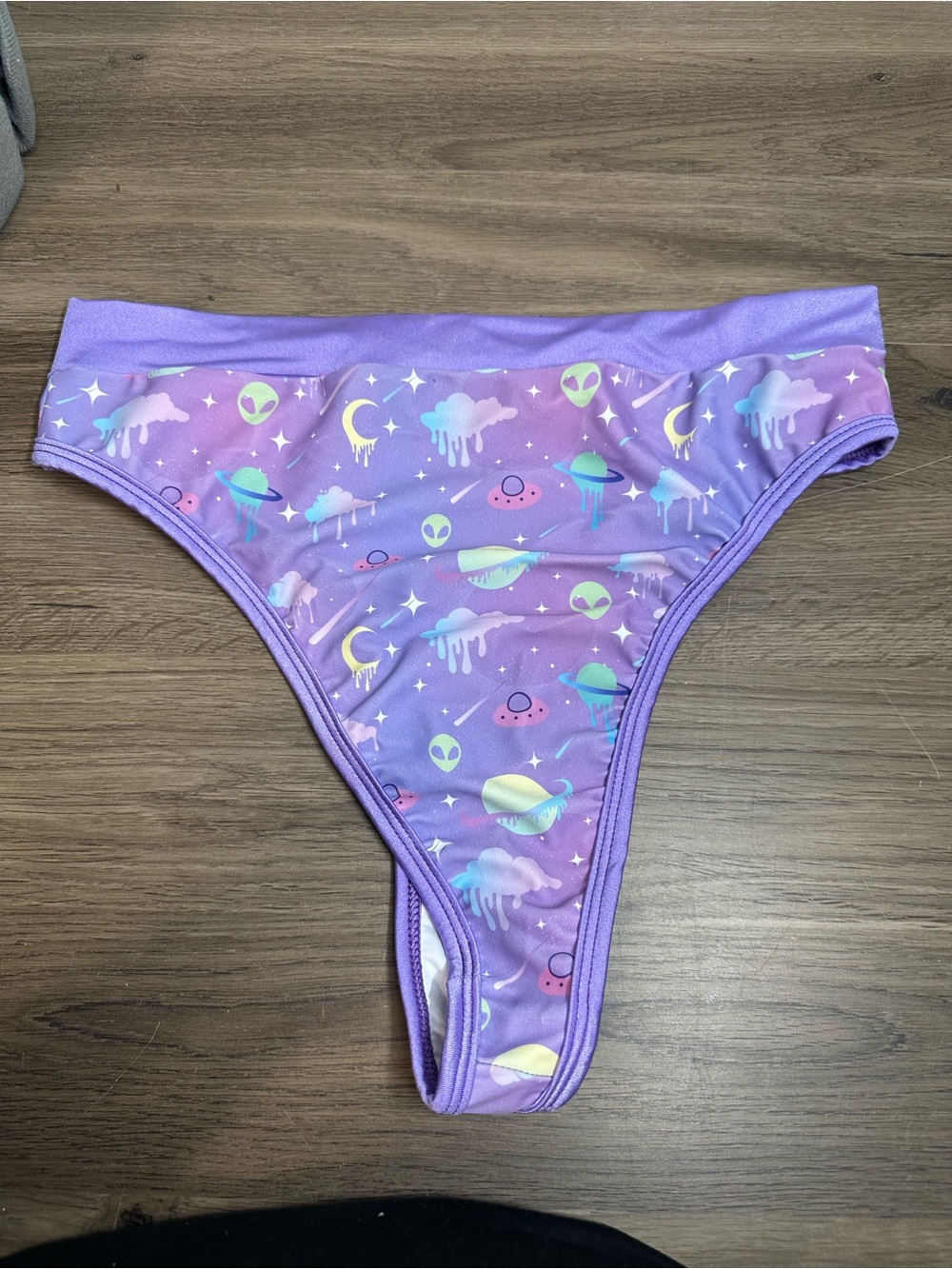 Girls' Purple Alien & Space Print Bikini Briefs